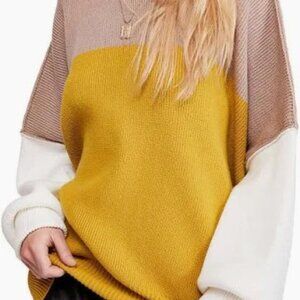 Free People Easy Street Color Block Tunic Sweater